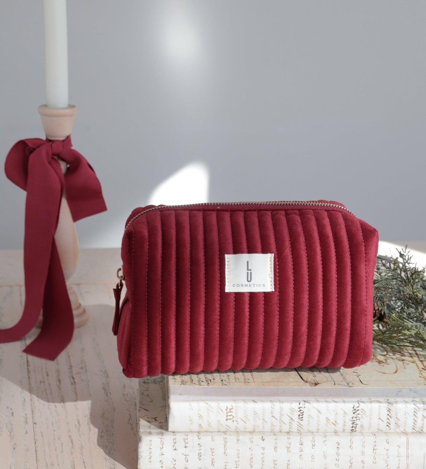 Las 2 Bolsas Velvet Vino - Lu Cosmetics